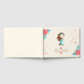小さな女の子インティール（緑がかった色）ドレスフローラ第1の誕生日 ゲストブック (全面)