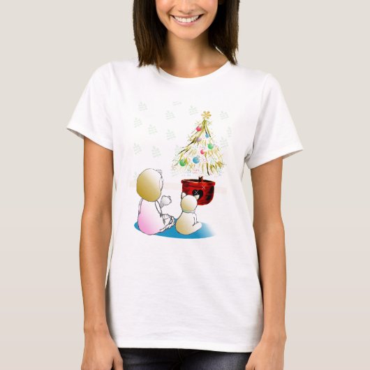 小さな女の子インナイトガウンクリスマスイブ Tシャツ (正面)