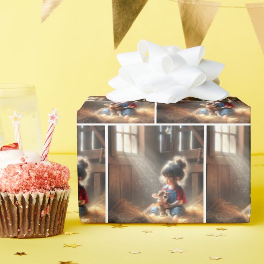 小さな女の子インバーンドカーフ ラッピングペーパー (誕生日パーティー)