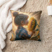 小さな女の子インヒマワリ クッション (ブランケット)