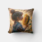 小さな女の子インヒマワリ クッション (正面)