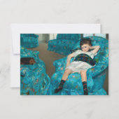 小さな女の子インブルーアームチェアバイマリアクサット サンキューカード (正面)