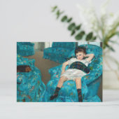 小さな女の子インブルーアームチェアバイマリアクサット サンキューカード (スタンド正面)