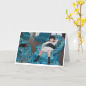 小さな女の子イン・ブルー・アームチェア,カッサット カード (黄色い花)