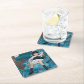 小さな女の子イン・ブルー・アームチェア,カッサット スクエアペーパーコースター (インサイチュ)