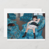 小さな女の子イン・ブルー・アームチェア，カッサット ポストカード (正面/裏面)