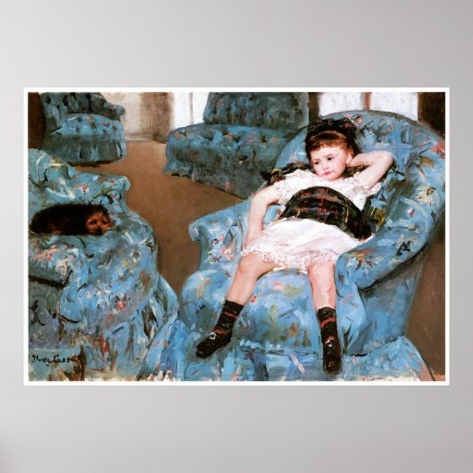 小さな女の子イン・ブルー・アームチェア、1878年メアリー・カッサット ポスター (正面)