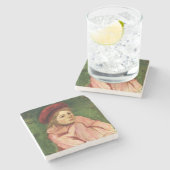 小さな女の子イン・レッド・ベレー ストーンコースター (横)