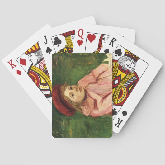 小さな女の子イン・レッド・ベレー トランプ (裏面)