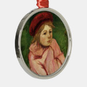 小さな女の子イン・レッド・ベレー メタルオーナメント (右)