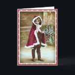 小さな女の子インChristmas Cape - Vintage Image シーズンカード<br><div class="desc">赤いクリスマスケープの中の小さな女の子のこの美しいヴィンテージのイメージでクリスマスの喜びを少し送る。ヴィンテージのクリスマス与えの画像が復元されて、フレーム…みんなメリークリスマス！</div>