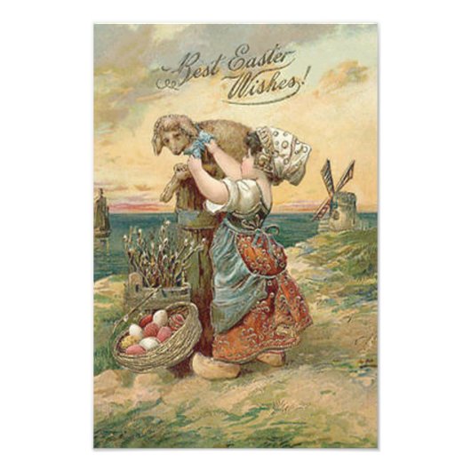 小さな女の子ウィンドミルイースターエッグラム フォトプリント            (正面)