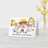 小さな女の子ウクライナフォークアートバイベラトレムバッハ カード (黄色い花)