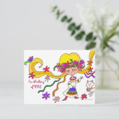 小さな女の子ウクライナフォークアートバイベラトレムバッハ ポストカード (スタンド正面)