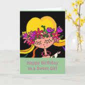 小さな女の子ウクライナフォークアート カード (黄色い花)