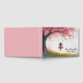 小さな女の子オンさくらんぼツリースイング ゲストブック (全面)