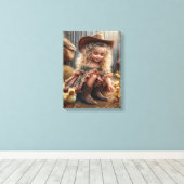 小さな女の子オンザファームストレッチキャンバスプリント キャンバスプリント (インサイチュ (ウッドフロア))