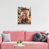 小さな女の子オンザファームストレッチキャンバスプリント キャンバスプリント (インサイチュ (リビング))