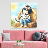 小さな女の子オンヘイベール キャンバスプリント (インサイチュ (リビング))