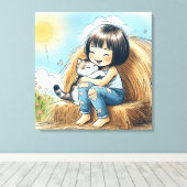 小さな女の子オンヘイベール キャンバスプリント (インサイチュ (ウッドフロア))