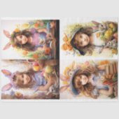 小さな女の子オン復活祭コラージュ1デクページ紙 薄葉紙 (正面)