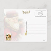 小さな女の子オン電話とサンタクロース シーズンポストカード (裏面)