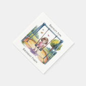 小さな女の子オン・スイング4th誕生日パーティー スタンダードカクテルナプキン (角)