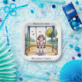 小さな女の子オン・スイング4th誕生日パーティー ペーパープレート (パーティー)