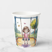 小さな女の子オン・スイング4th誕生日パーティー 紙コップ (裏面)