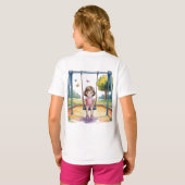 小さな女の子オンSwing 4誕生日パーティーギフト Tシャツ (裏面フル)