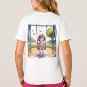 小さな女の子オンSwing 4誕生日パーティーギフト Tシャツ (裏面)