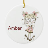 小さな女の子カスタムクリスマスセラミックオーナメント セラミックオーナメント (正面)
