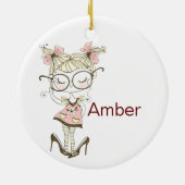 小さな女の子カスタムクリスマスセラミックオーナメント セラミックオーナメント (裏面)