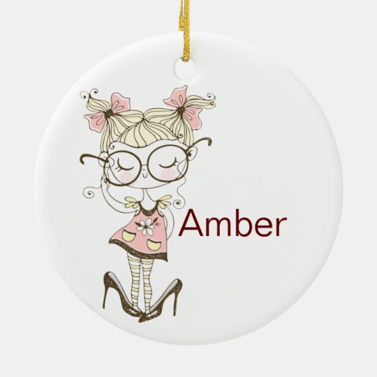 小さな女の子カスタムクリスマスセラミックオーナメント セラミックオーナメント (裏面)