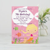 小さな女の子カスタムマーメイド誕生パーティー 招待状 (スタンド正面)