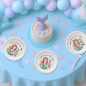 小さな女の子カスタムメルメイド誕生日パーティーピンク ペーパープレート