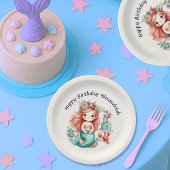 小さな女の子カスタムメルメイド誕生日パーティーピンク ペーパープレート