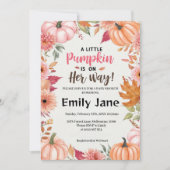 小さな女の子カボチャフローラの赤ちゃんシャワー 招待状 (正面)