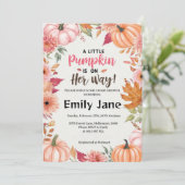 小さな女の子カボチャフローラの赤ちゃんシャワー 招待状 (スタンド正面)
