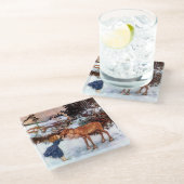 小さな女の子キスをするムース ガラスコースター (アングル)