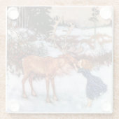 小さな女の子キスをするムース ガラスコースター (裏面)