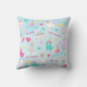 小さな女の子キュートラマコーンパステルパターン クッション (裏面)