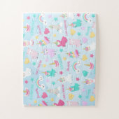 小さな女の子キュートラマコーンパステルパターン ジグソーパズル (縦)
