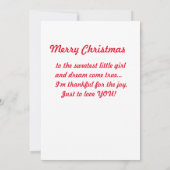 小さな女の子クリスマスカード サンキューカード (裏面)