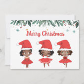 小さな女の子クリスマスサンタハットバレリーナス シーズンカード (正面)