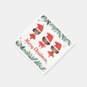 小さな女の子クリスマスサンタハットバレリーナス スタンダードカクテルナプキン (角)