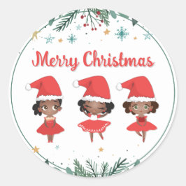 小さな女の子クリスマスサンタハットバレリーナス ラウンドシール