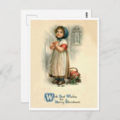 小さな女の子クリスマス祈りの言葉、宗教、ヴィンテージ ポストカード (正面/裏面)