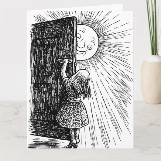 小さな女の子サンシャインアート誕生日グリーティングカード サンキューカード (正面)