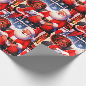 小さな女の子サンタと話す ラッピングペーパー (角)